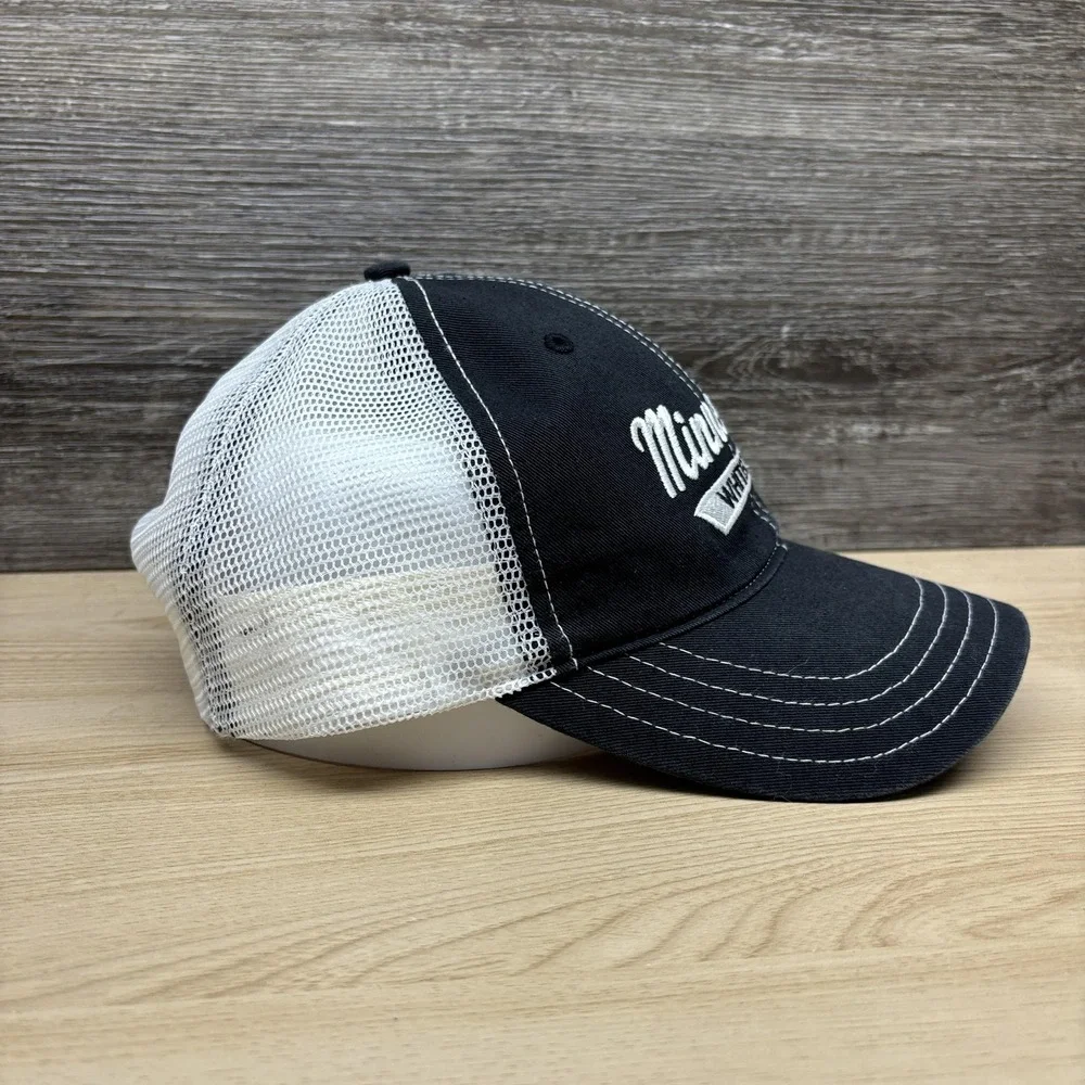 Minnesota Whitecaps Hat Cap Snap Back Mens Black White Hockey Trucker‎ Mesh